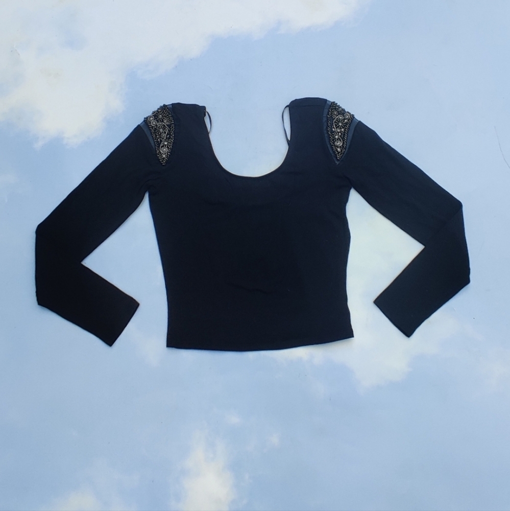 Urban Outfitters Cropped Beaded Sleeve Top